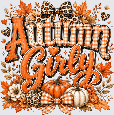 Autumn Girly Leopard Print Plaid Pumpkin Bow Fall Leaves Floral Typography Design