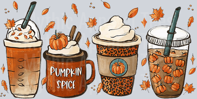Pumpkin spice and late frappe and more DTF Coffee Transfers