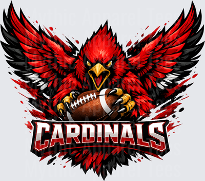 NFL Cardinals Fierce Mascot Holding Football Wings Spread