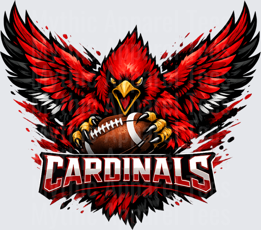 NFL Cardinals Fierce Mascot Holding Football Wings Spread