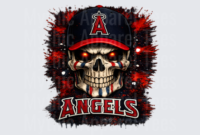 MLB Skulls Los Angeles Angels Glowing Eyes Skull Cap Splatter