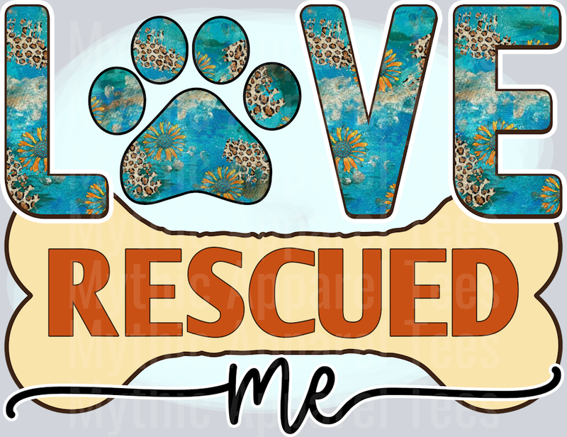 Love Rescued me dog print mama dog paw print DTF Dog Transfers