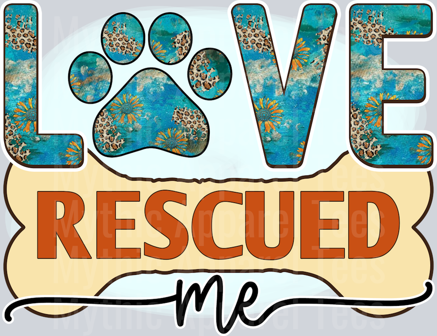 Love Rescued me dog print mama dog paw print DTF Dog Transfers