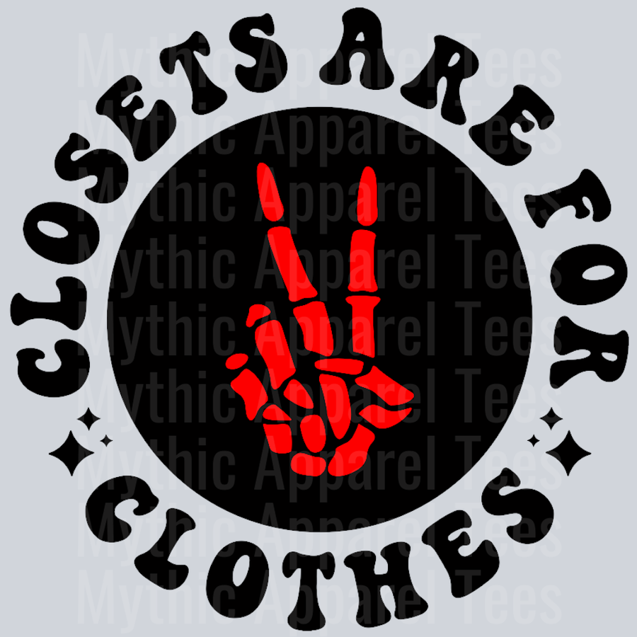 Closets Are For Clothes Pocket Design Wavey Retro Style Funny Shirt Design