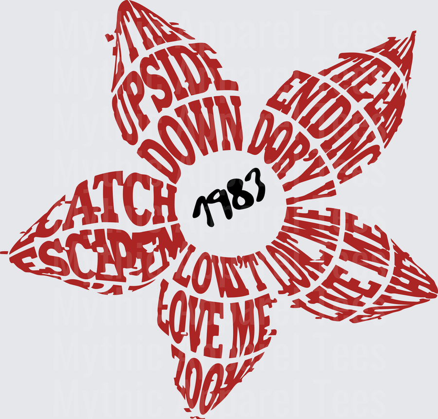 Stranger Things Demogorgon Word Art 1983 Typography Flower