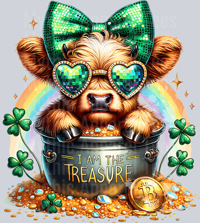 St Patrick's Day Pot of Gold Highland Cow DTF Highland Cow Transfers
