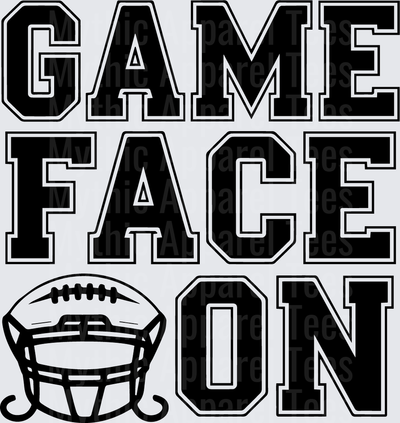 American Football Game Face On Bold Varsity Helmet Graphic