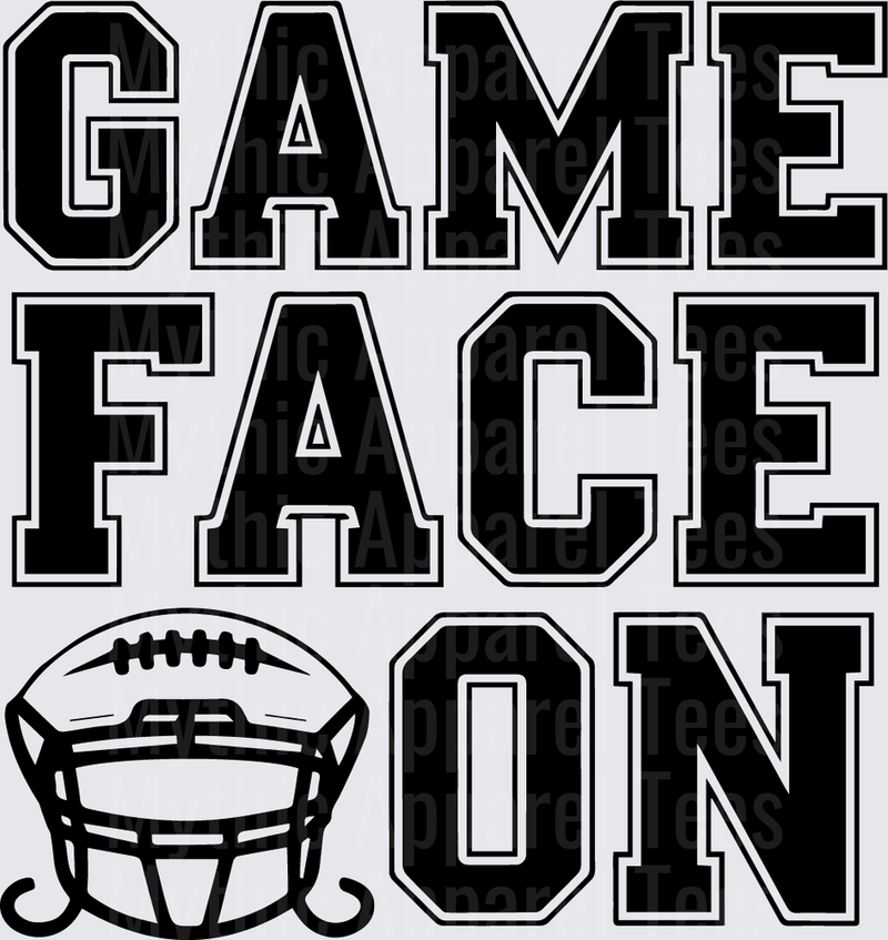American Football Game Face On Bold Varsity Helmet Graphic