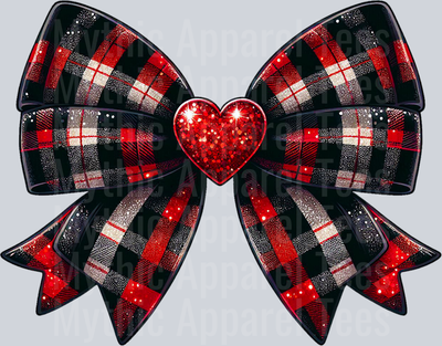 Bow Red and Black Plaid Style Style Combo Valentines Day Design
