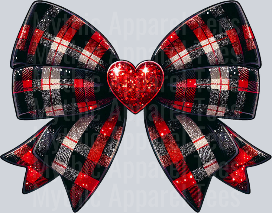 Bow Red and Black Plaid Style Style Combo Valentines Day Design