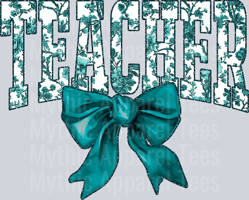 Teal Toile Teacher College Font Floral Teacher Design