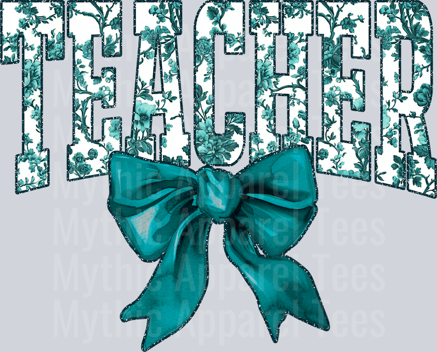 Teal Toile Teacher College Font Floral Teacher Design