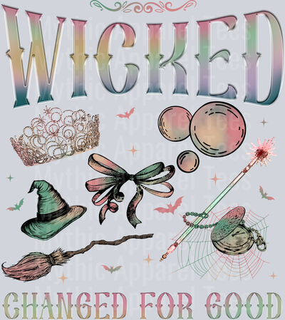 Wicked Changed For Good wand and bubble DTF Wicked Transfers