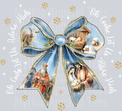 Santa Religious bow with Cute Christmas Quotes DTF Christmas Transfers