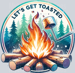 Let's Get Toasted, Camping Transfers, Outdoor Transfers, Summer, Adventure Quotes, Campfire, Vintage Style, Funny Camping Designs, DTF Transfer