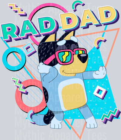 Rad Dad lightning bolts DTF Bluey Transfers