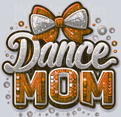 0010 Dance Mom Sequins Orange DTF Dance Mom Transfers