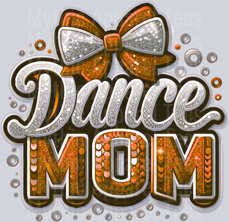 0010 Dance Mom Sequins Orange DTF Dance Mom Transfers