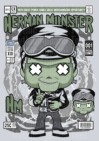 Herman Munster Comic Book Cover STYLE DTF Pop Culture Transfers