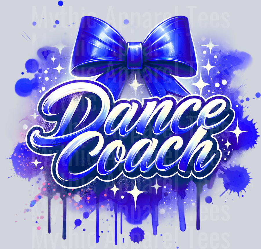 Dance Coach Airbrushed Blue DTF Dance Coach Transfers