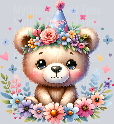 BABY BEAR IN PARTY HAT CLIPART