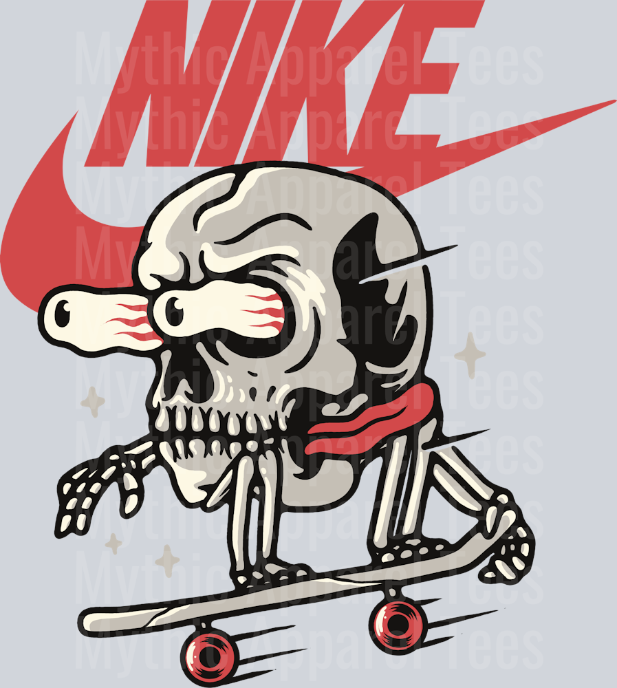 Zombie Skull Riding Skateboard JUST DO IT DTF Nike Transfers