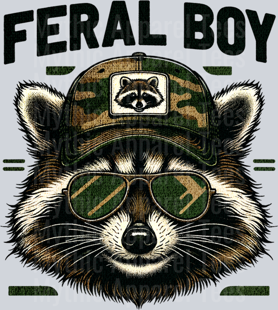 feral boy Raccoon Hat DTF Southern Transfers