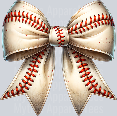 Coquette Baseball tan and red stitches cute DTF Baseball Transfers