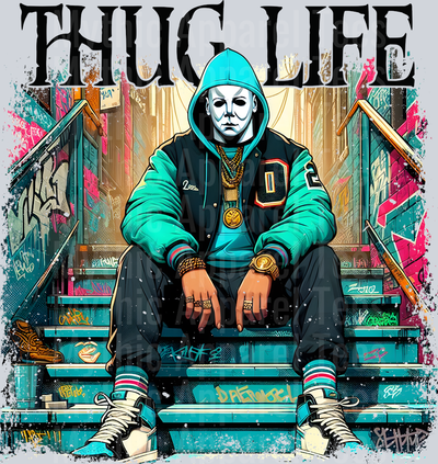 Michael Myers on stairs Horror Movie DTF Thug Life Transfers