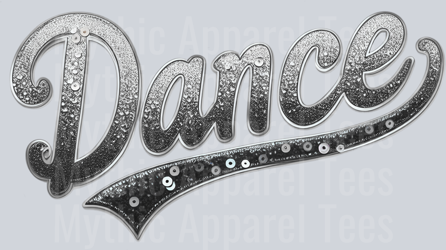 Dance Swoosh Sequins Silver DTF Dance Swoosh Transfers