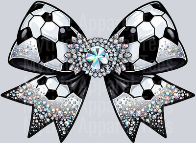 Soccer Bow Rhinestone and large jewel School Spirit & Sports