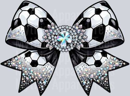 Soccer Bow Rhinestone and large jewel School Spirit & Sports