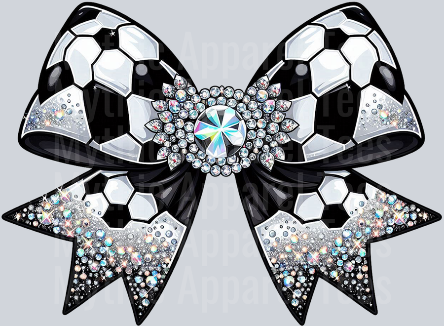 Soccer Bow Rhinestone and large jewel School Spirit & Sports
