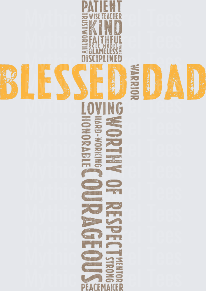 Blessed Dad Christian Cross Word Cloud Faith Father Warrior Courageous Loving Kind
