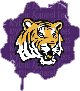 Fierce Tiger Head on Purple Splatter Paint Drip Background