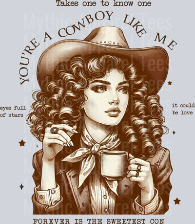 You're a cowboy like me, takes one to know one Retro DTF Western Girl Transfers