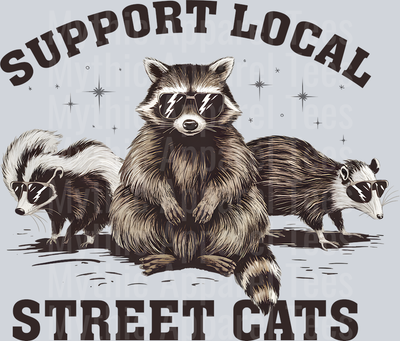 Support local street cats racoon funny DTF Racoon Transfers