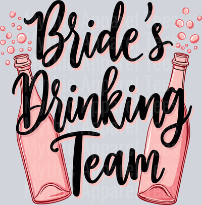Brides drinking team pink bottles and bubbles DTF Bridesmaid Transfers