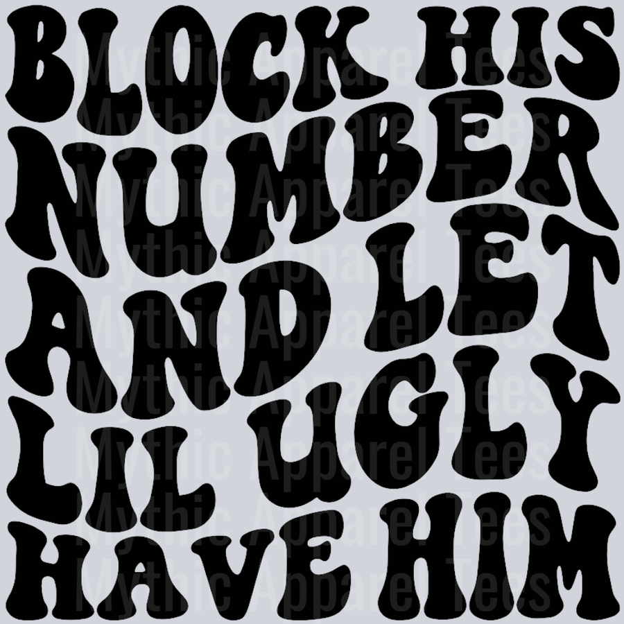 Block His Number Wavey Retro Style Funny Shirt Design