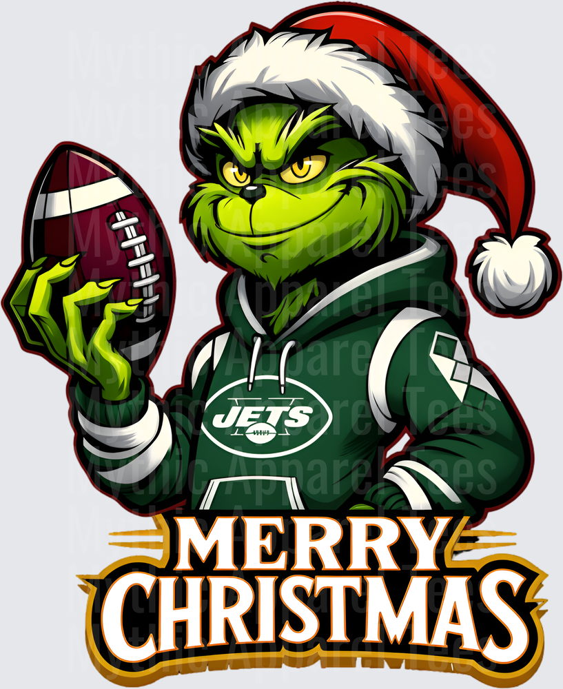 Grinch Santa Hat New York Jets Hoodie Football Merry Christmas