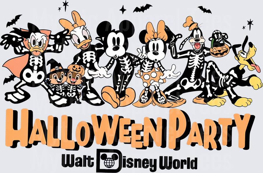Mickey Mouse and Friends Skeleton Halloween Party Walt Disney World Spooky Squad with Bats