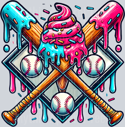 Baseball Drip For Boys Ice Cream Drip Youth Boys Baseball DTF Baseball Transfers