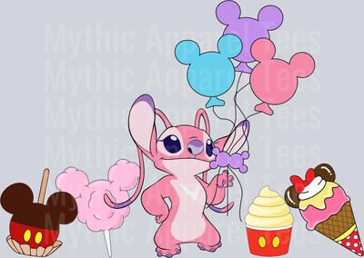 Angel with balloons mickey outfit DTF Lilo and Stitch Transfers