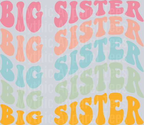 BIG SISTER Wave retro DTF Infant - Youth Girl Transfers