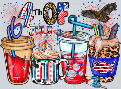 4th Of July Coffee Cups DTF Patriotic Transfers