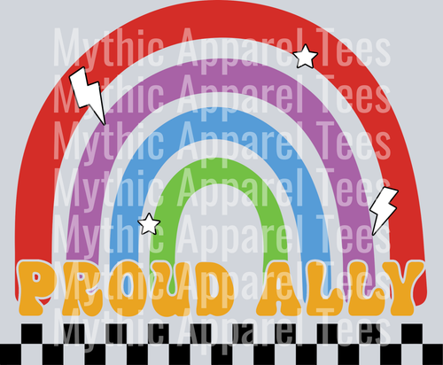 Proud Ally Rainbow with checkers LGBTQ+ Transfer