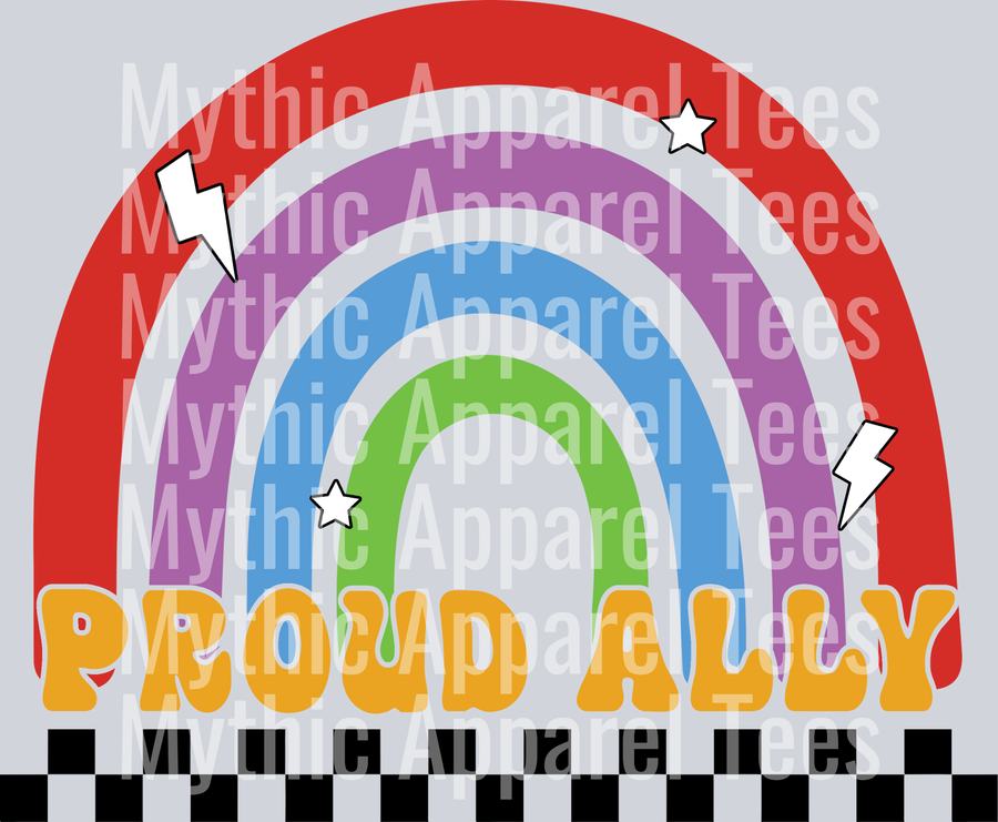 Proud Ally Rainbow with checkers LGBTQ+ Transfer