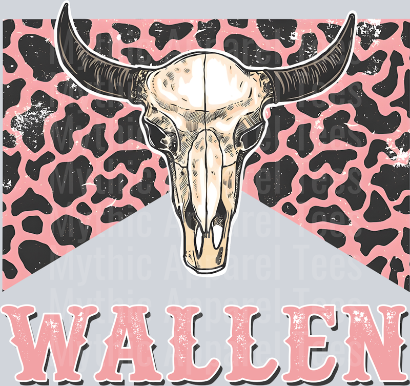 Wallen Country Music Pink Cow Print Bull Horns Western