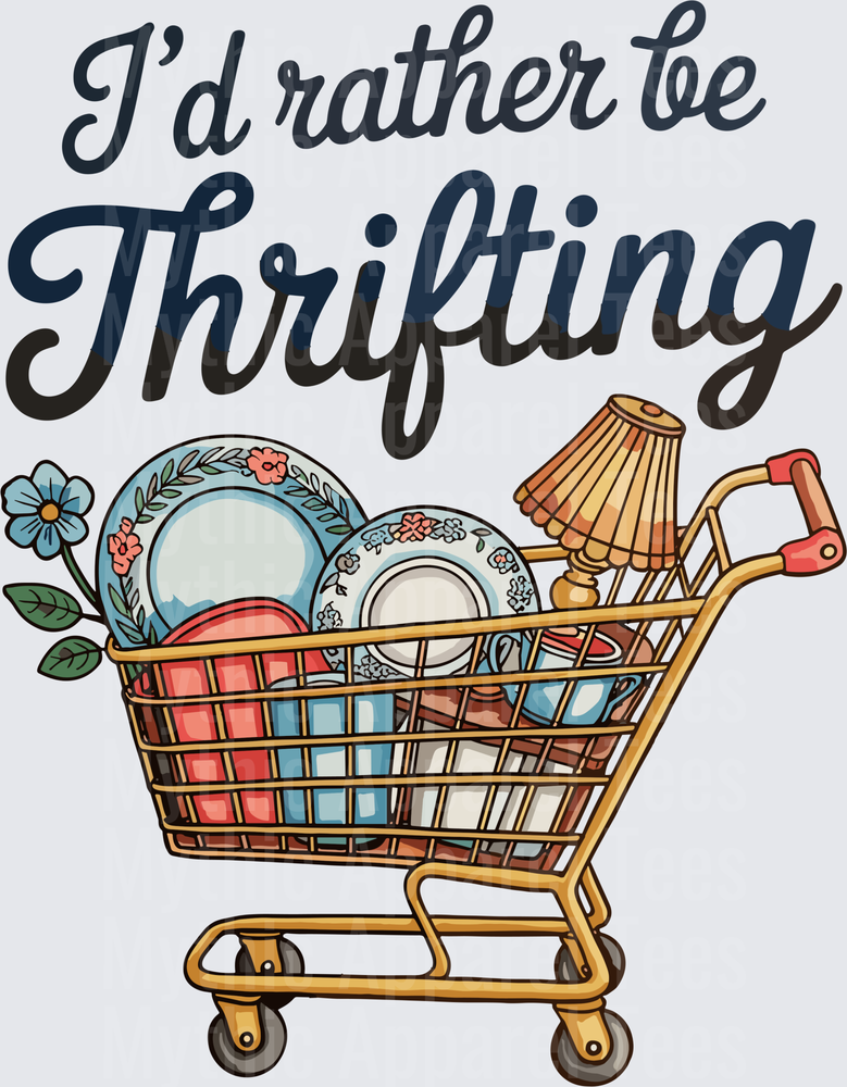 I'd Rather Be Thrifting Shopping Cart with Vintage Treasures
