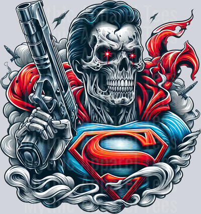 Superman Terminator Crossover Skull DTF Superhero Transfers
